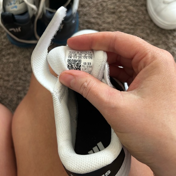 Adidas Kids White and Black Sneakers and Bkue Nike Air - Picture 5 of 6